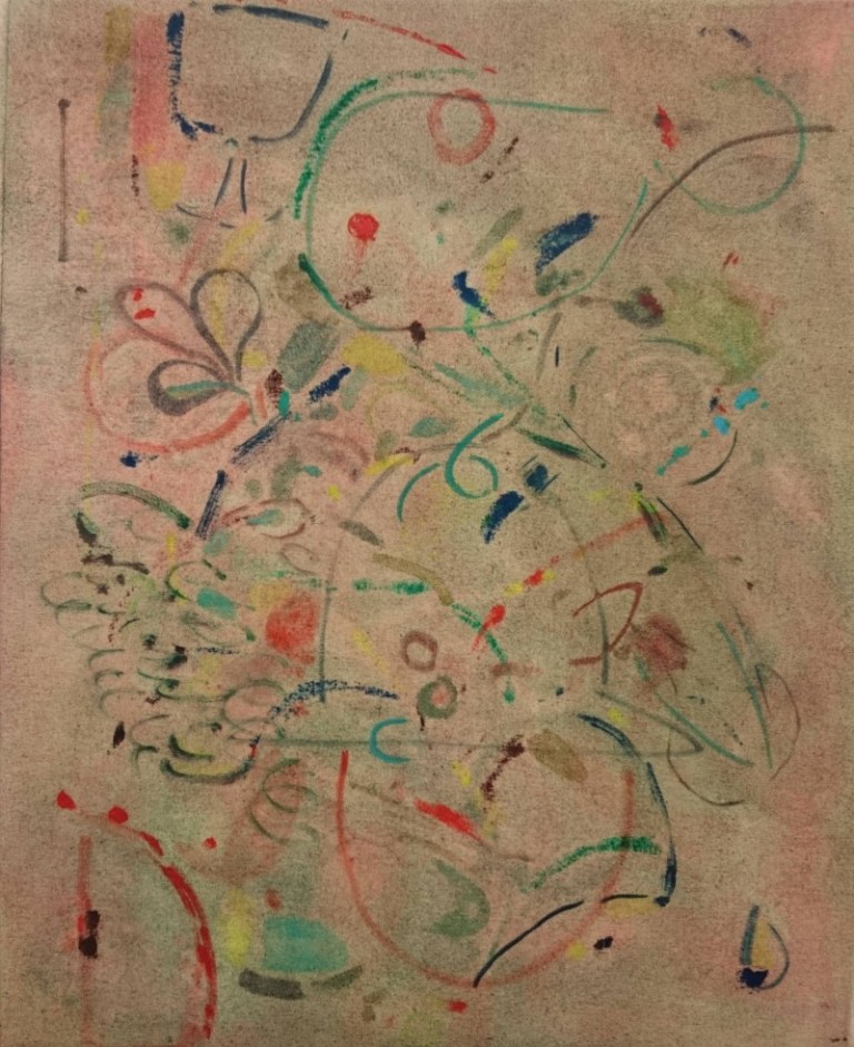 Mall Flowers, 2014, oil on canvas, transparent gesso, matte medium, 53 x 43 cm