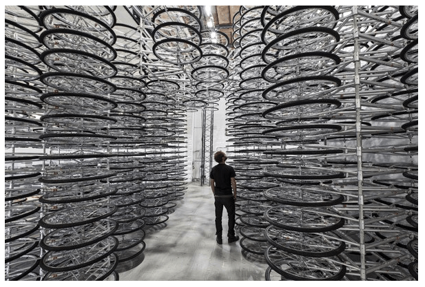 Ai Weiwei's "Stacked", created out of 760 symbolic Forever Bicycles - the mostly widely used bicycles in China - is one of the many installations presented at Art Basel Unlimited