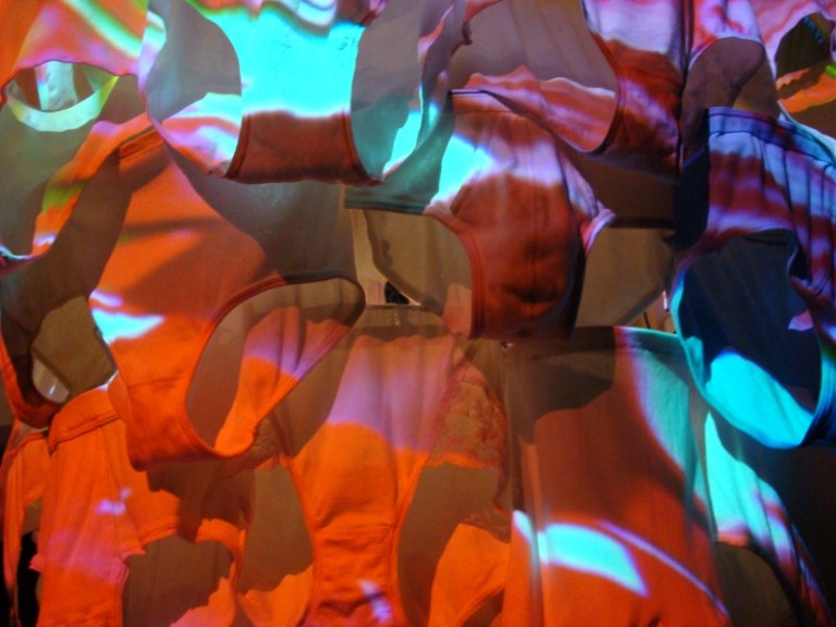 Pipilotti Rist, Cape Cod Chandelier, 2011 (detail of knickers!) Video installation, Courtesy the artist, Hauser & Wirth and Luhring Augustine, Photo Michele Laird