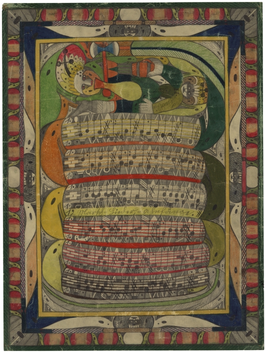 Adolf Wölfli Saint Adolf mordu à la jambe par le serpent, 1921, AN Collection de l’Art Brut, Lausanne © Marie Humair