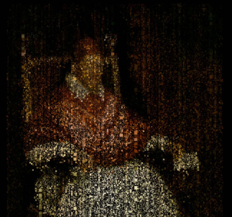 Matt Collishaw, The End of Innocence, portrait of Pope Innocent X as digital rain